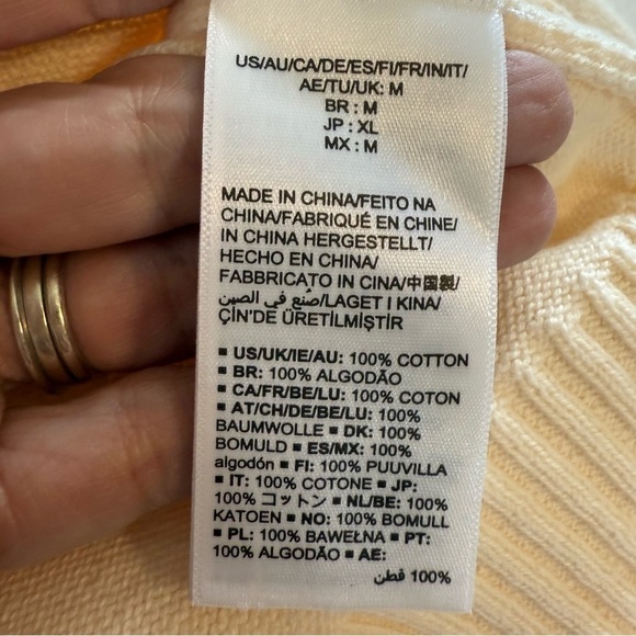 Amazon Essentials Ivory Cream V Neck Long Sleeve Cotton Sweater Size Medium - Picture 7 of 9